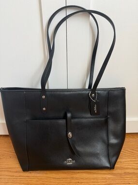 Coach Black Pebbled Leather Double-Handle Tote